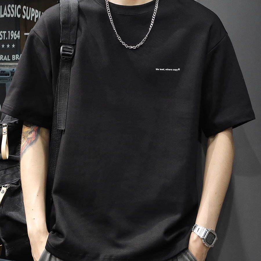 BellerLee 2025新款重磅圆领短袖T恤男士宽松打底衫