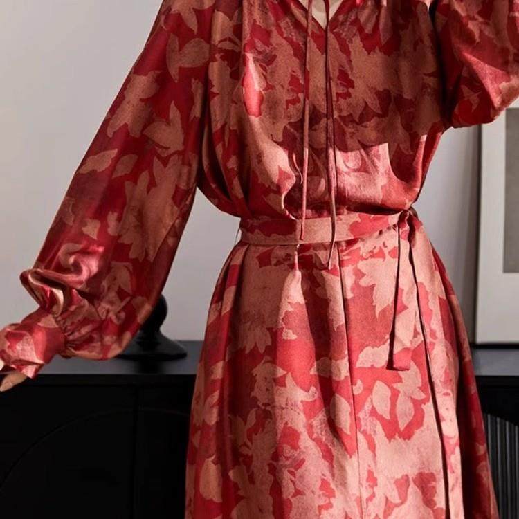 RAGR 真丝斜纹绸洋装 灯笼袖桑蚕丝裙子高级感覆古印花春季新款,女装/女士精品,常规大码外套,淘宝优惠券,粉丝福利购,淘宝优惠卷