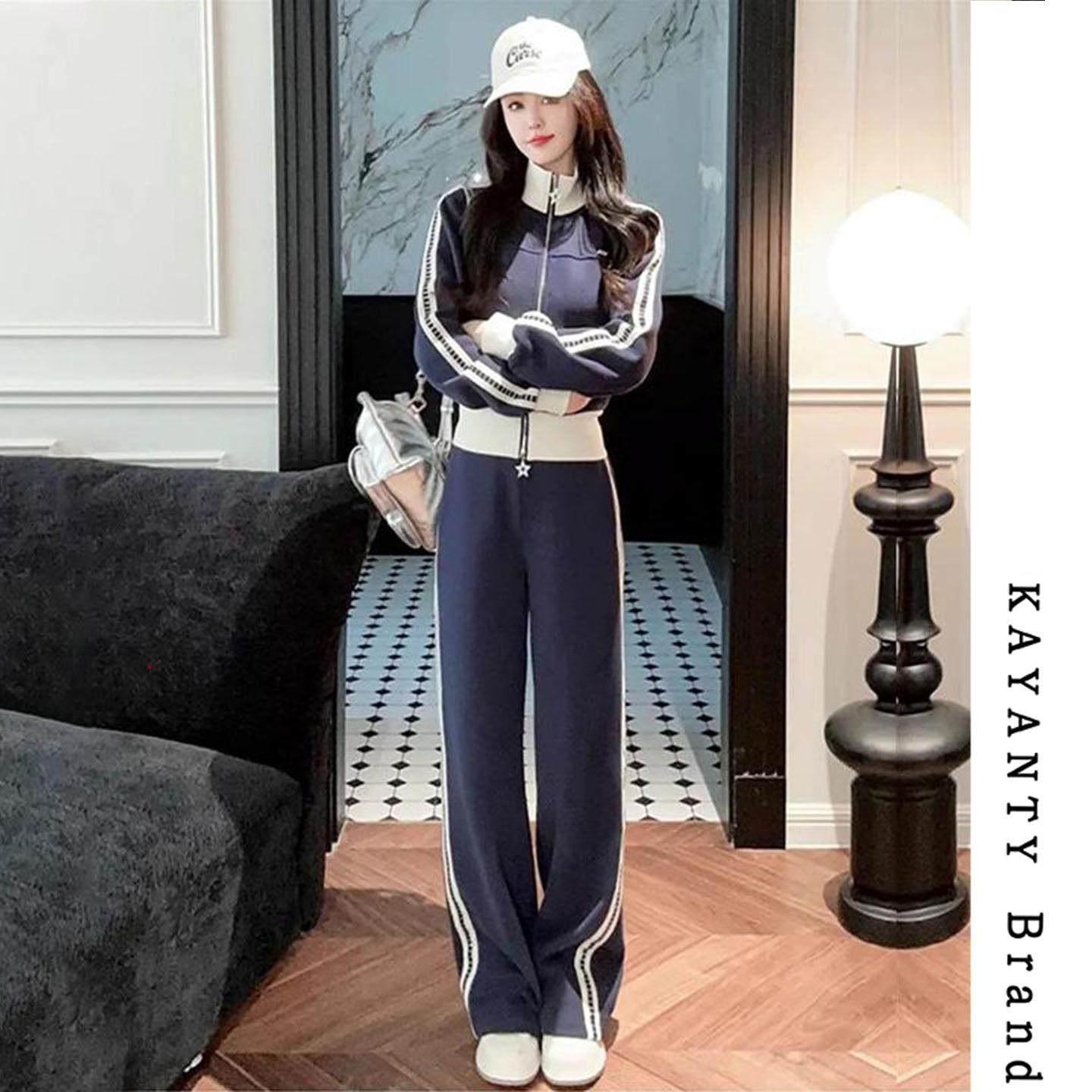 KAYANTY休闲运动套装女秋冬新款时尚显瘦高级感卫衣阔腿裤两件套