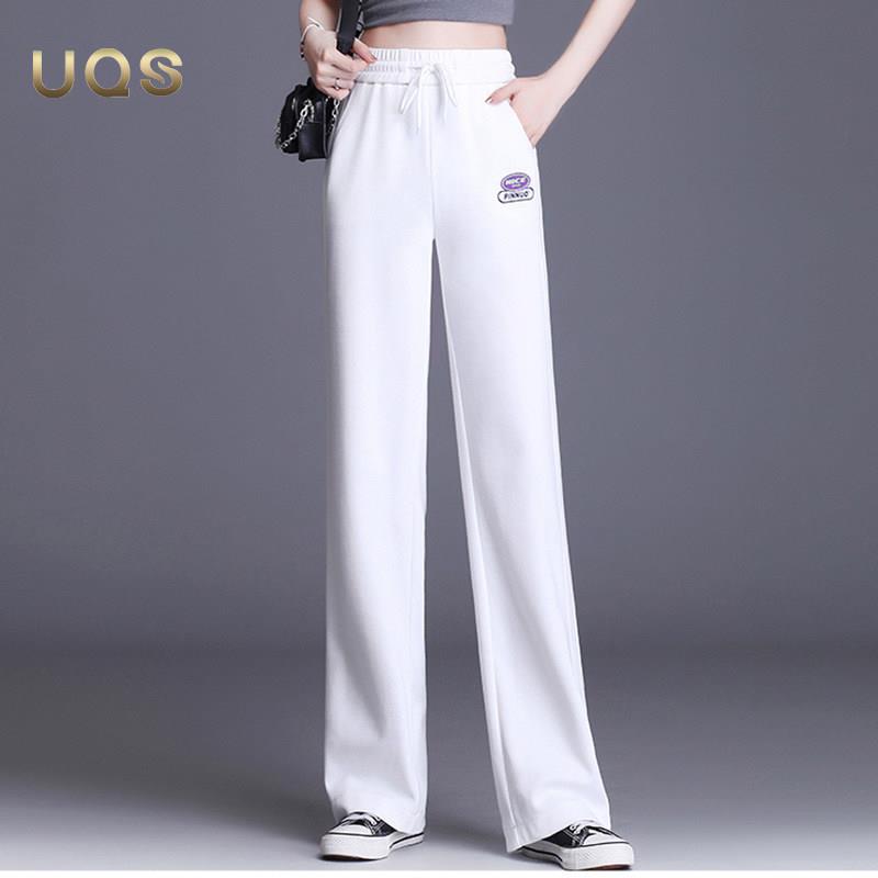 白色运动裤女春秋新款2026年时尚高腰显瘦小个子窄版阔腿裤卫裤