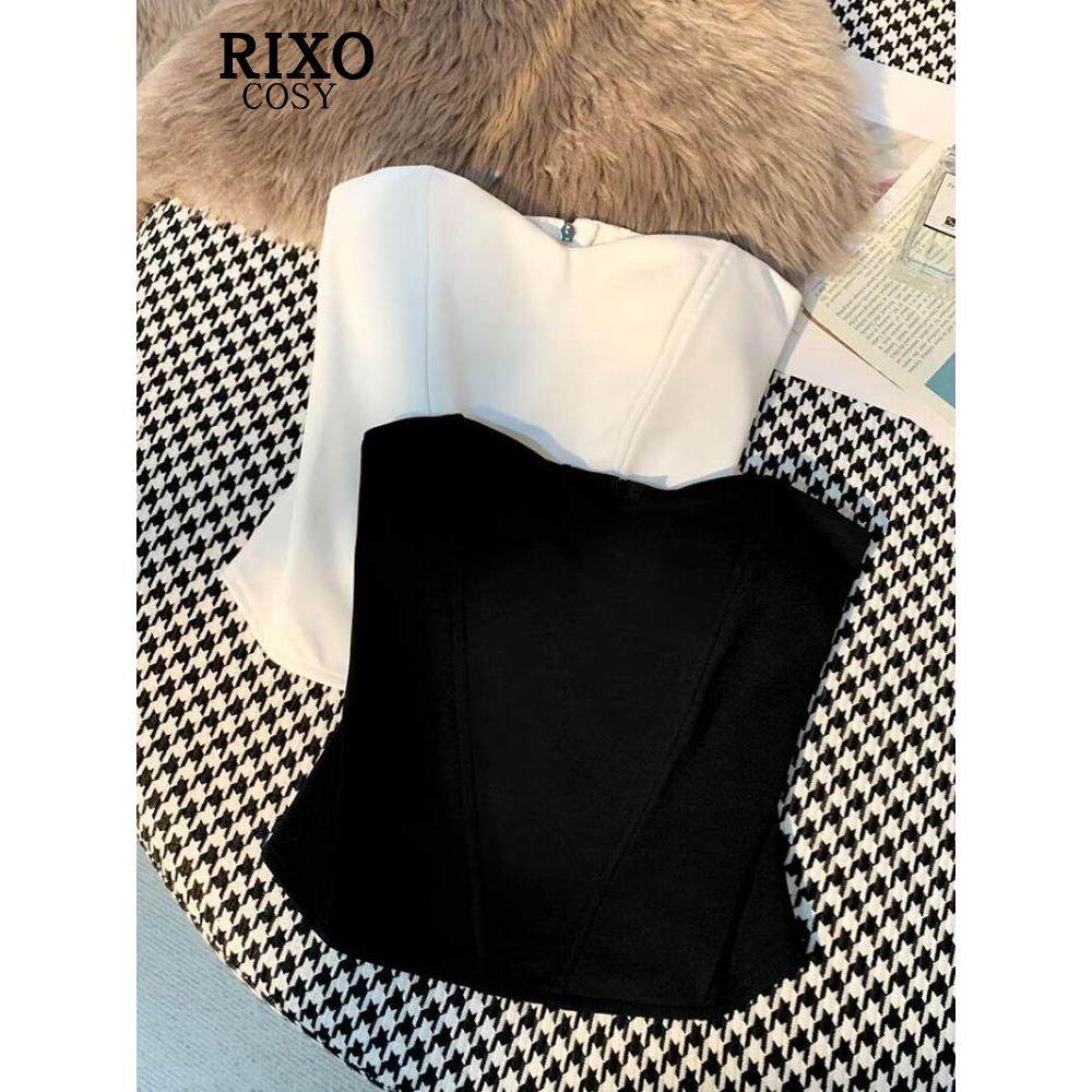 RIXO COSY鱼骨小吊带背心女夏外穿辣妹抹胸一字肩防走光露肩上衣