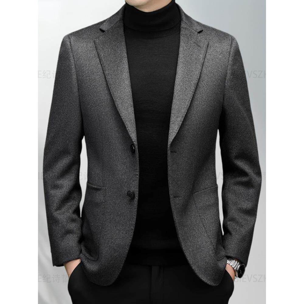 纪诗哲2025新款中年男高级羊毛西装商务修身含羊绒呢西服单西外套
