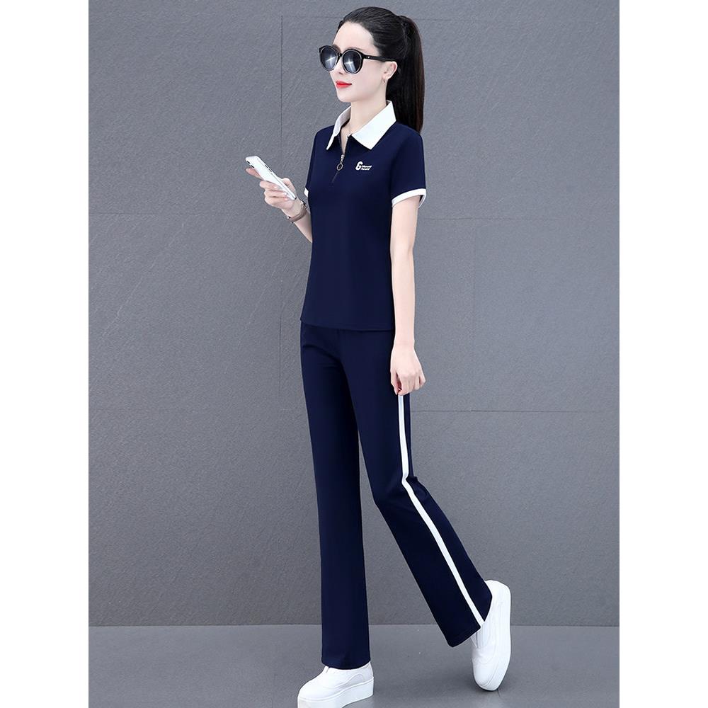 休闲运动套装女夏季2026新款舞蹈服显瘦纯棉旅游服女士短袖两件套