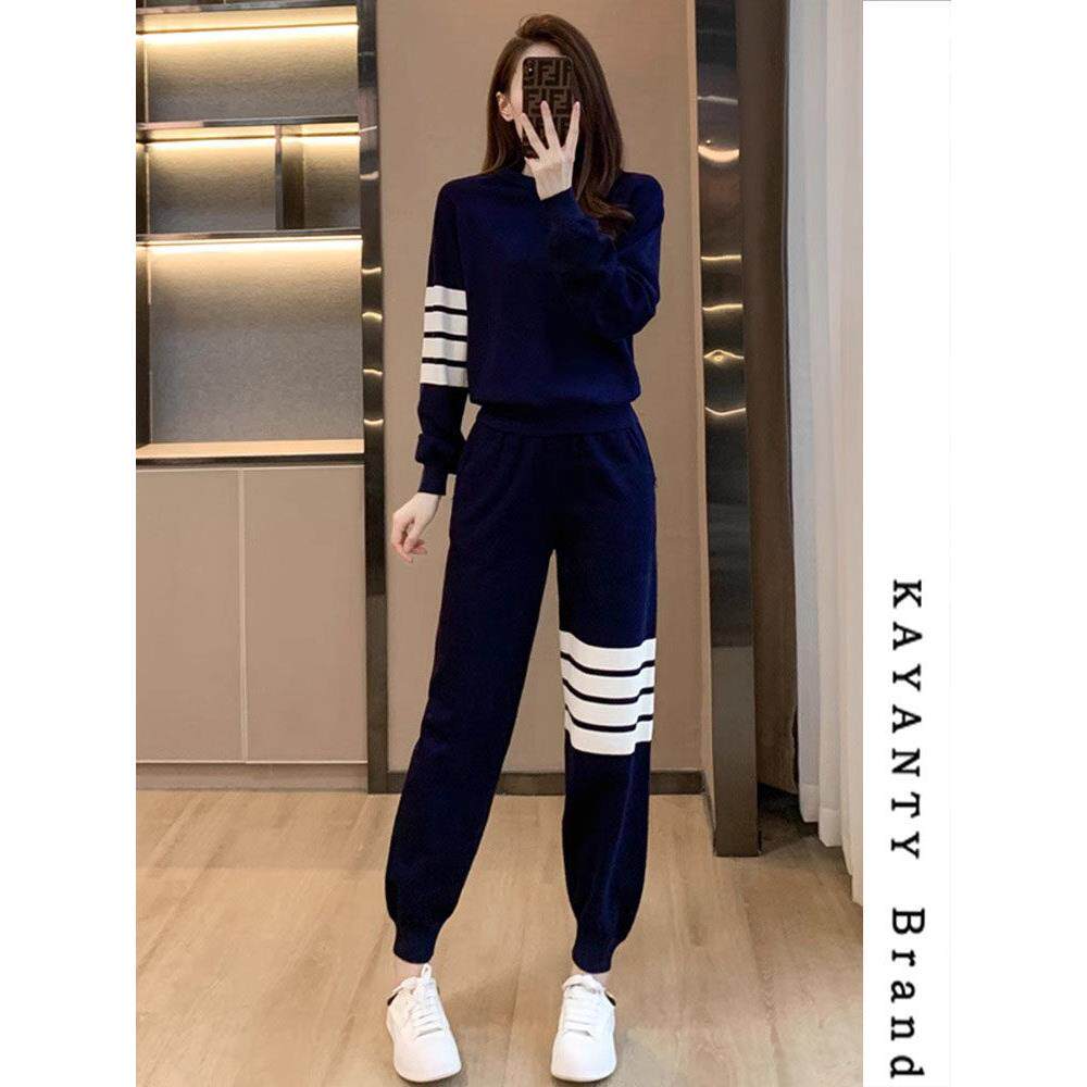 KAYANTY春秋季运动套装女2025新款时尚减龄针织卫衣休闲两件套