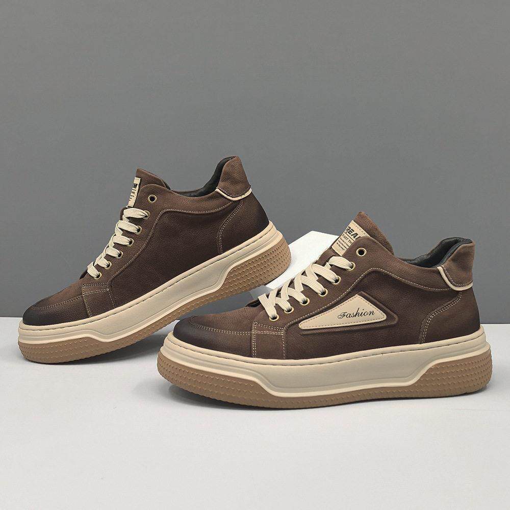 手工男鞋加绒保暖高帮鞋真皮板鞋男款潮流百搭鞋子欧洲站休闲鞋男