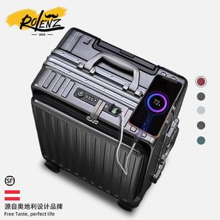 ROLENZ轻奢品牌旅行箱拉杆箱静音轮多功能登机箱铝框行李箱男20寸