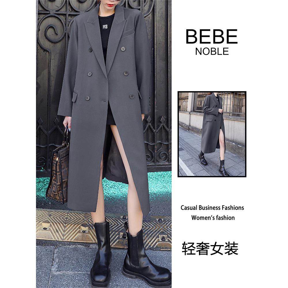 BEBE NOBLE大码女装中长款外套女2025冬季过膝设计感高端西装风衣,女装/女士精品,常规大码外套,淘宝优惠券,粉丝福利购,淘宝优惠卷
