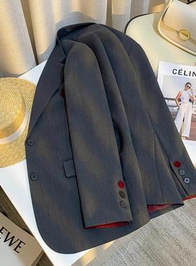 LILY MOST灰色复古西装外套女2025秋季新品通勤百搭气质休闲西服