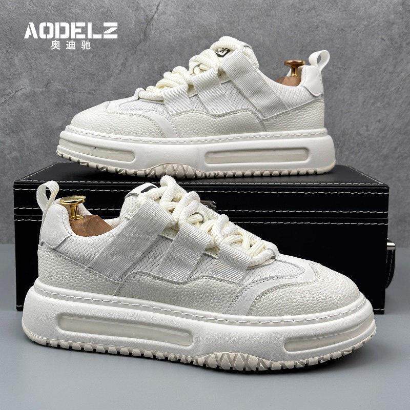 欧洲站厚底老爹鞋男2025冬季新款休闲运动增高真皮高档百搭小白鞋