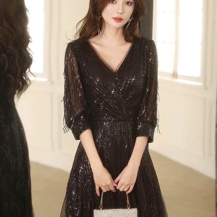 法国Lemondtajoes黑色晚礼服裙女宴会轻奢小众高端年会高级感秋冬