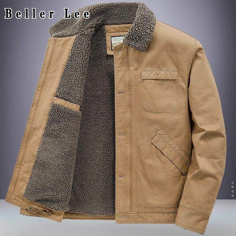 BellerLee 高端羊羔绒夹克男新款纯棉宽松大码棉服加绒加厚外套,男装,牛仔衬衫,淘宝优惠券,粉丝福利购,淘宝优惠卷