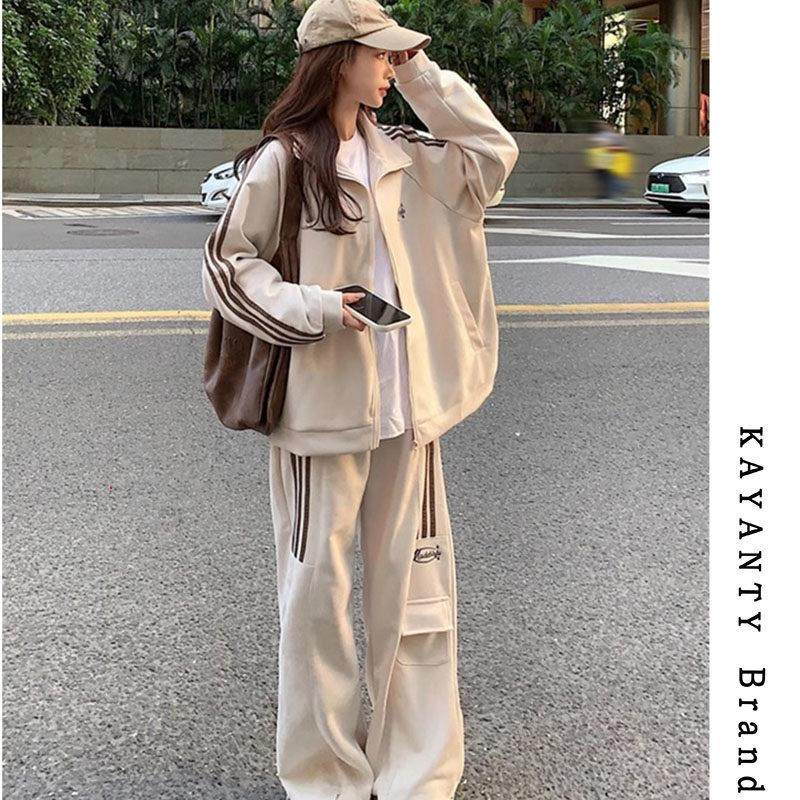 KAYANTY高级感休闲运动套装女春秋新款时尚宽松卫衣两件套跑步服