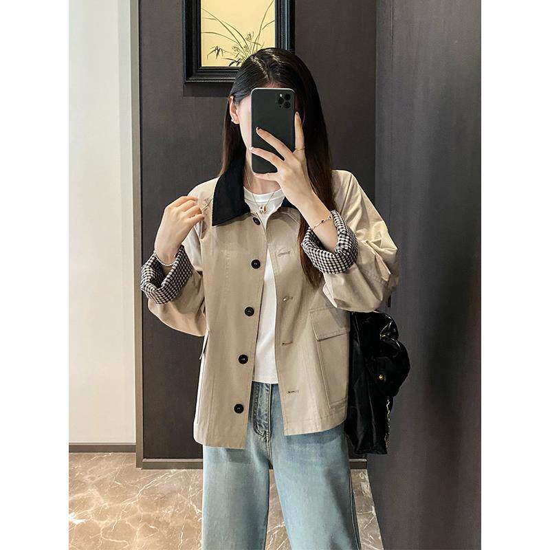 TOUCH MISS覆古巴恩风！法式小个子短款外套女2025早秋季夹克风衣