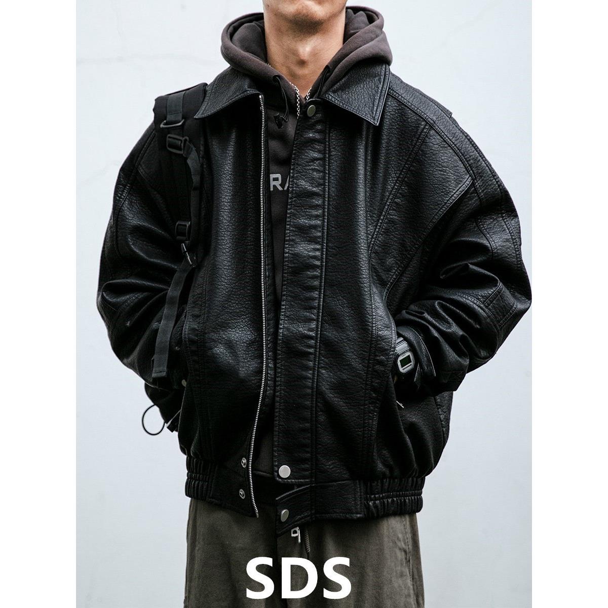 真皮皮衣外套男秋冬季2025新款潮牌痞帅黑色机车服荔枝纹短款夹克