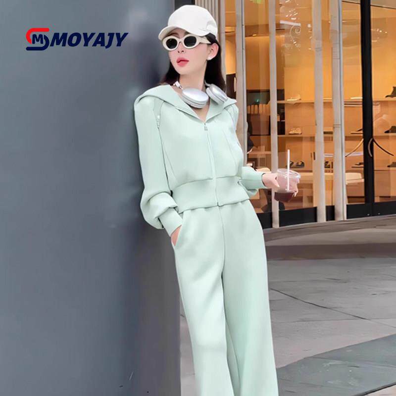 MOYAJY品牌港风休闲运动套装女春秋显瘦高级感卫衣阔腿裤两件套