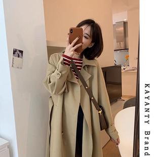 KAYANTY卡其色大衣女春秋新款英伦风韩系高级感中长款风衣外套