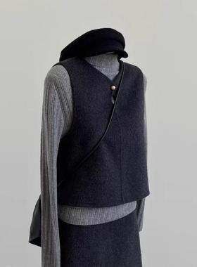 LILY MOST毛呢马甲半裙套装女超火流行巨好看两件套2025秋冬新款