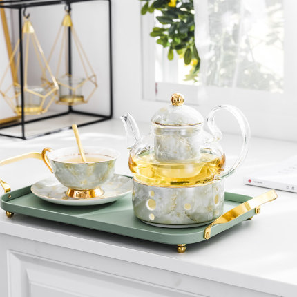 整套花草茶具英式下午茶陶瓷花茶具套装玻璃耐高温加热水果花茶壶