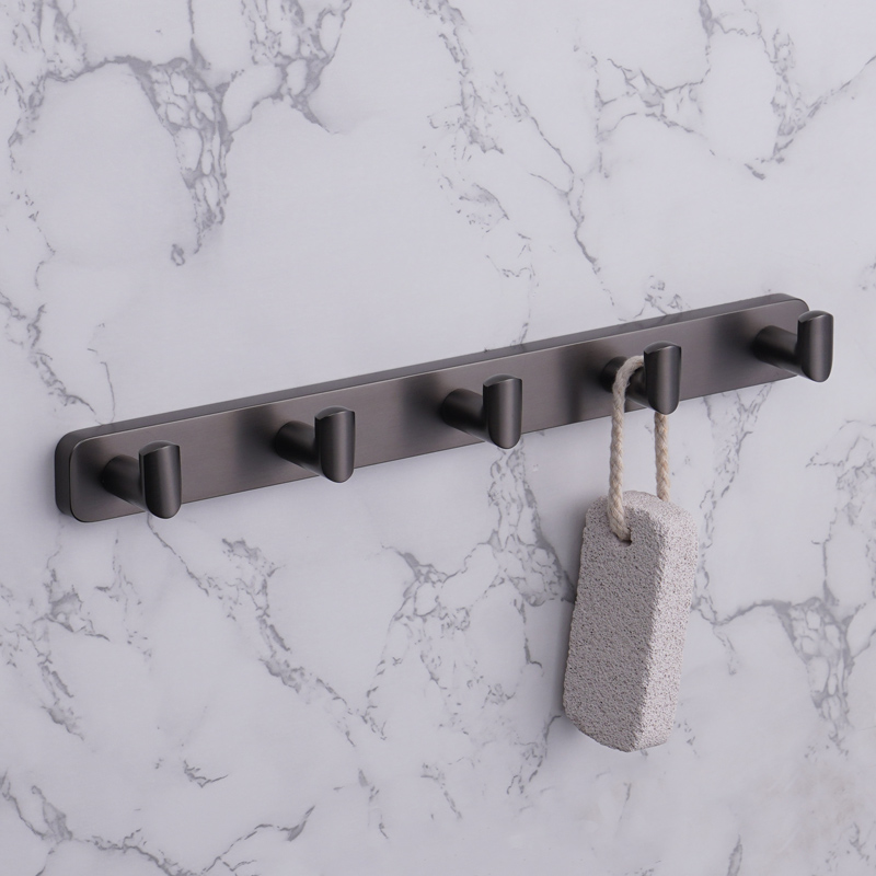枪灰色全铜卫生间毛巾挂钩墙壁打