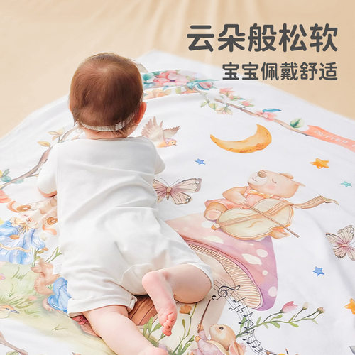 包单a类婴儿浴巾夏季薄款新生儿童竹棉纱布包被春夏产房宝宝包巾 - 封面