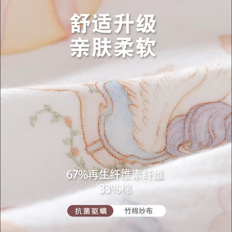 夏季女童睡裙儿童睡衣纱布连体女孩宝宝家居服双层棉纱薄款连衣裙