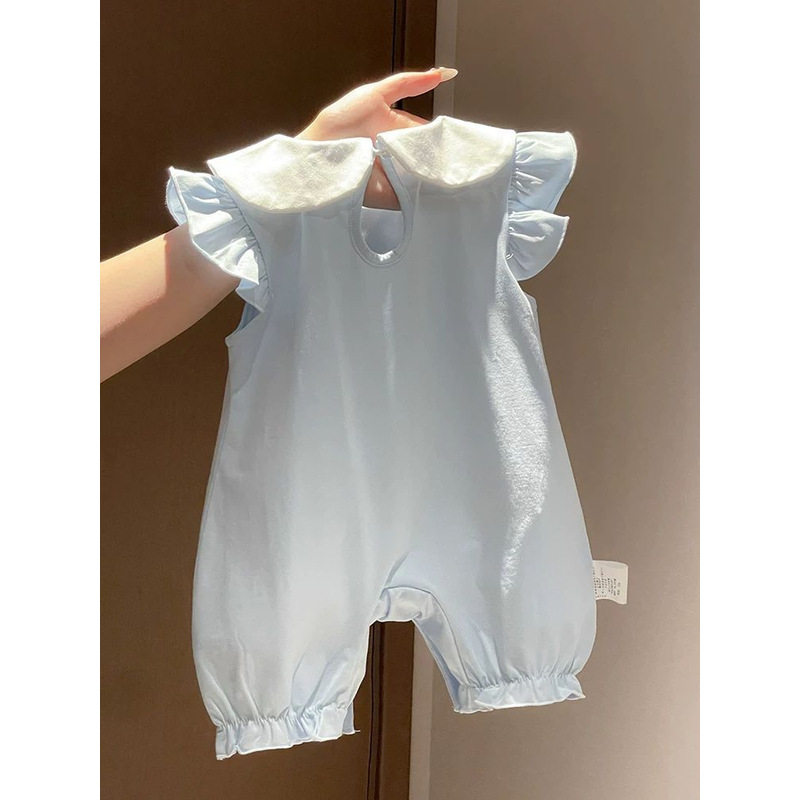 婴儿连体衣夏季薄款无袖背心哈衣新生儿衣服宝宝夏装0一3月外出服