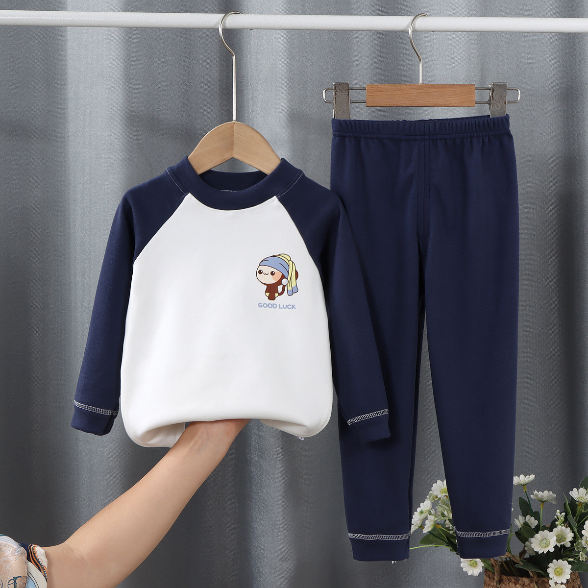 儿童德绒保暖套装中大童秋衣秋裤男童女童内衣家居服宝宝打底童装