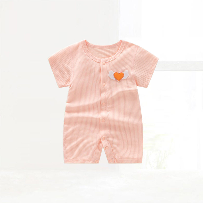夏季薄款短袖连体衣婴儿哈衣爬服夏装宝宝对开衣服