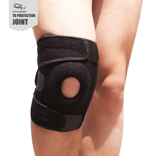 弹簧支撑护膝户外骑行登山运动加压护膝 髌骨带护膝弹簧硅胶护膝