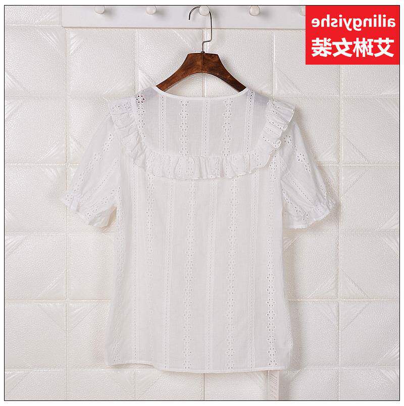 艾琳家399夏装最新韩版刺绣镂空圆领木耳花边白衬衫上衣女|ruв категории Женская одежда, рубашка - от Buy2taobao.com для оказания профессиональной услуги покупки агента Taobao