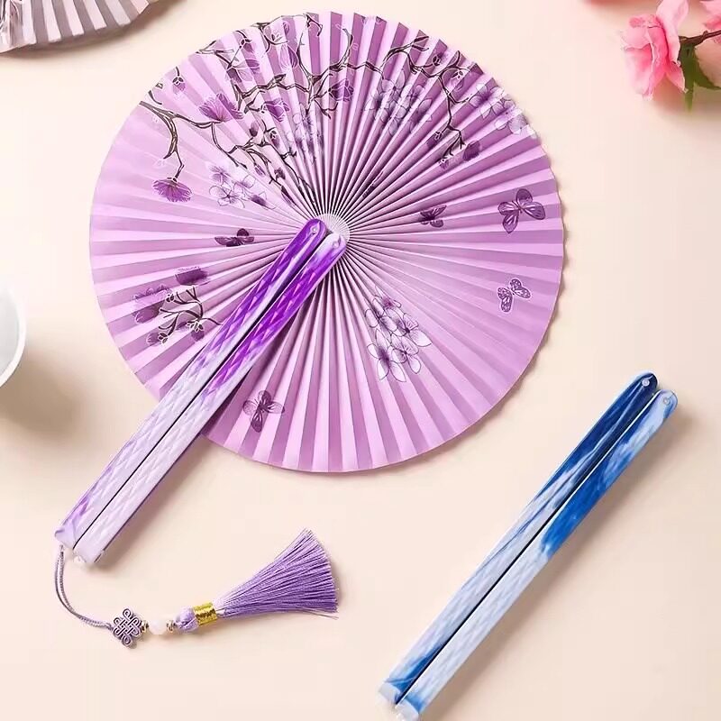 古风折叠团扇中国风学生旗袍舞蹈汉服流苏折扇夏季便携磁吸开合扇