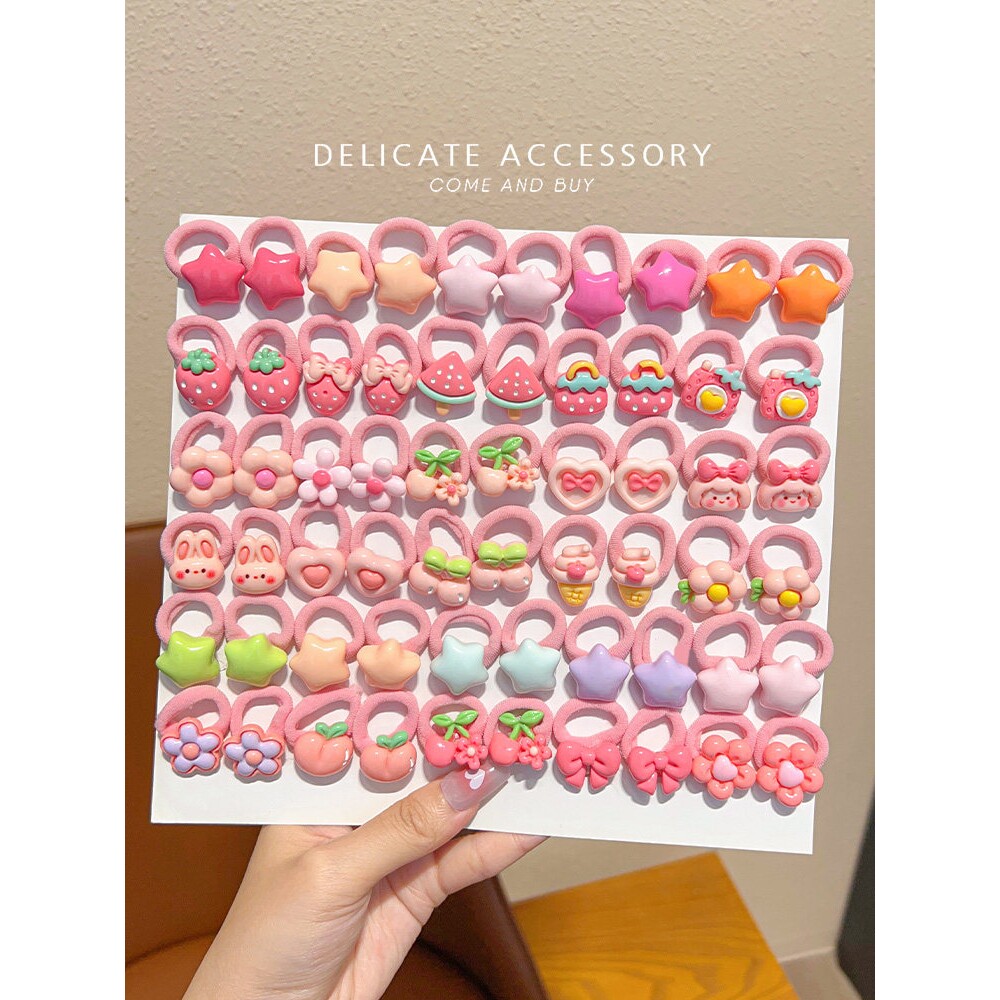 可爱粉色儿童发圈高弹力扎发不伤发小女孩毛巾圈萌萌多巴胺发绳韩