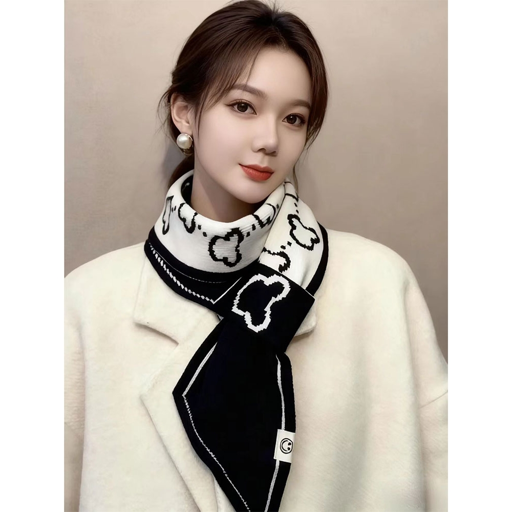 护颈小围巾女士2025新款秋冬针织百搭围脖加厚保暖韩系氛围感脖套