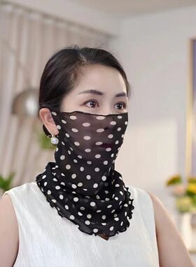 新款韩版女士围巾口罩时尚百搭全脸护颈脖套薄款纱巾夏天防晒面罩