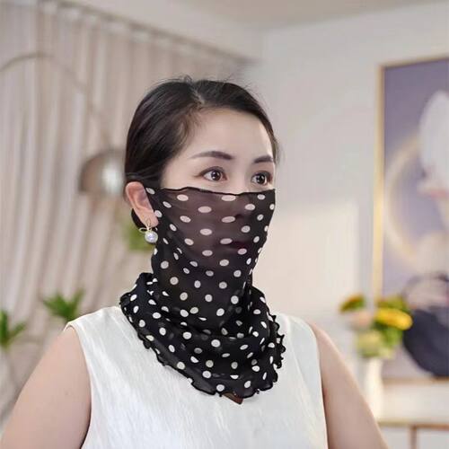 新款韩版女士围巾口罩时尚百搭全脸护颈脖套薄款纱巾夏天防晒面罩