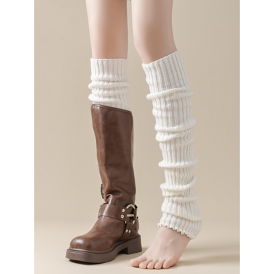 护膝袜套女长筒针织高弹秋冬款美腿显瘦配靴子保暖修饰小腿大腿袜