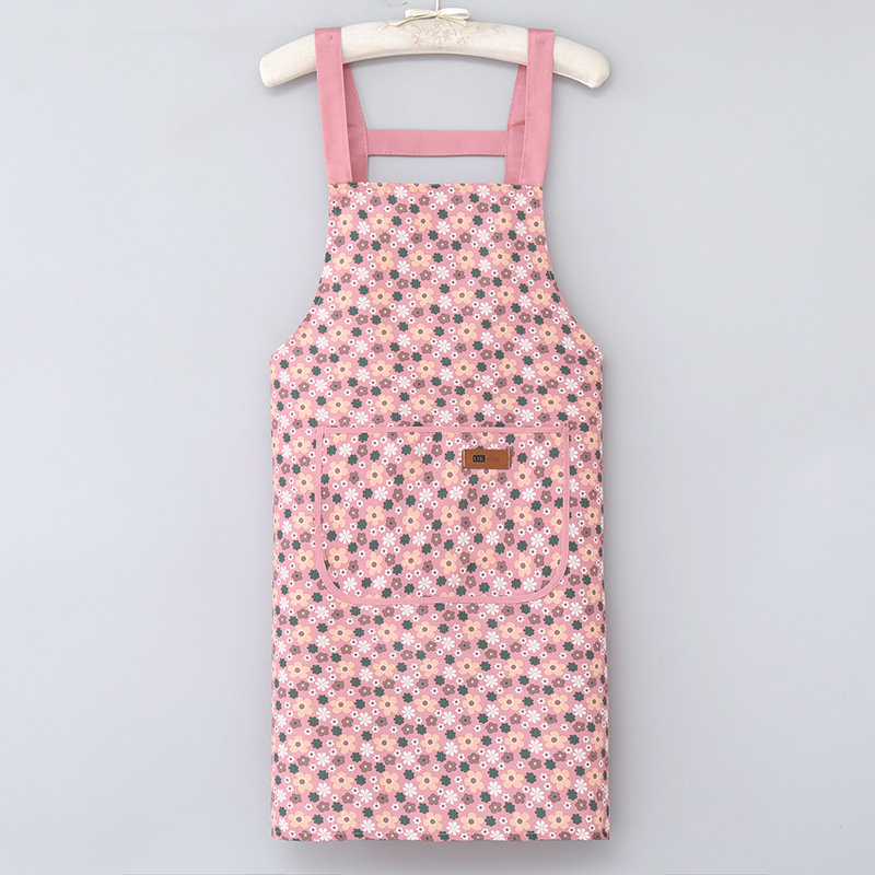 新款背带防油围裙时尚印花防水围裙无袖成人围腰厨房清洁家务围兜