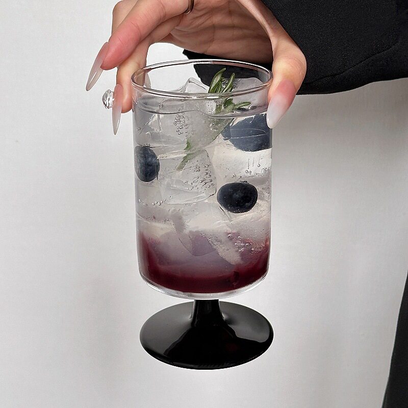 直筒高脚杯黑杆鸡尾酒杯