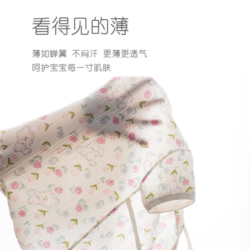 婴儿连体衣夏季短袖宝宝薄款新生儿纱布超萌洋气哈衣睡衣外出爬服