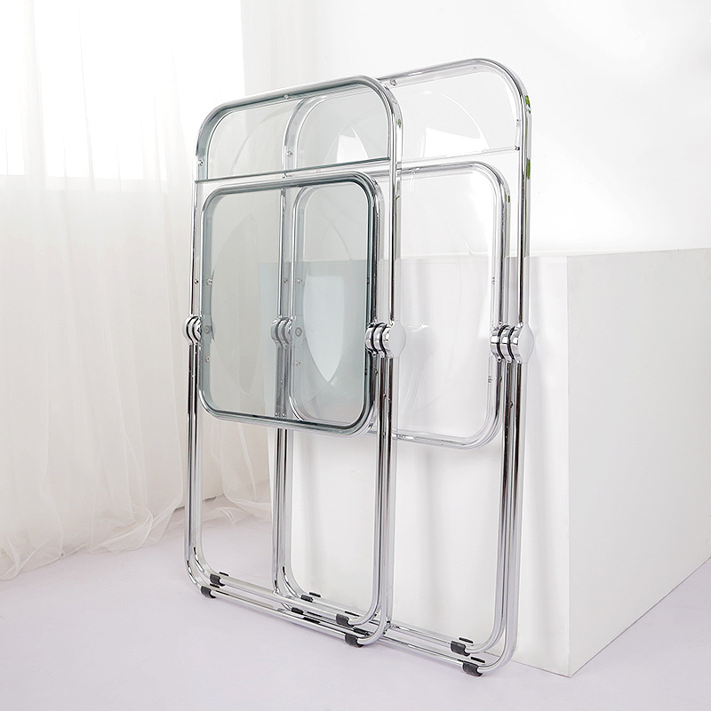 透明折叠椅 亚克力时尚水晶餐椅轻奢靠背凳ins网红拍照椅子化妆椅