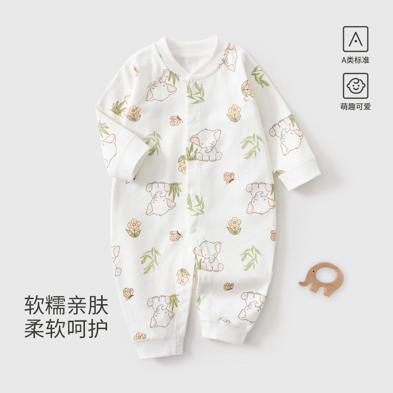 婴儿连体衣长袖对开扣爬