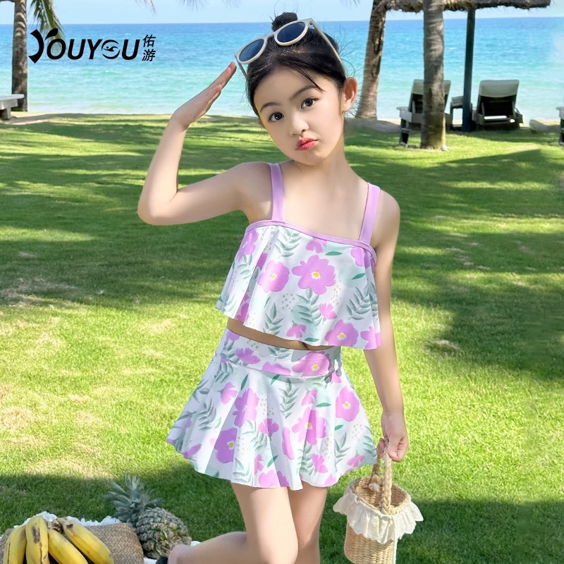 俏冤家2025新款女童分体泳衣