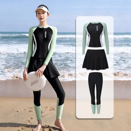 泳衣女2026新款爆款分体长袖裤显瘦温泉学生海边冲浪水母潜水服装