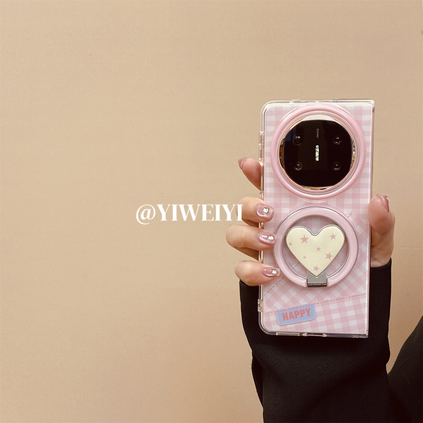 适用于华为折叠爱心支架手机壳