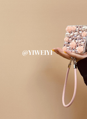 依维意 适用于华为PuraX折叠手机壳Pocket2立体玫瑰OPPOFindN3Flip高级镶钻小米MIXFlip2新款皮质手提带nova