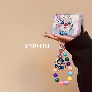 依维意 适用于荣耀magicvflip手机壳pocket2卡通兔子折叠屏novaflip防摔手链三星W23flip可爱朱迪兔子警官