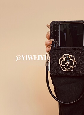 依维意 适用于华为purax手机壳pocket2高级感黑色蕾丝折叠屏简约oppofindn3flip珍珠圈黑色山茶花zflip5防摔