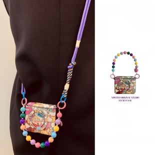 依维意 磁吸支架斜挎zflip7彩色珠手链 适用于华为purax手机壳pocket2卡通蜡笔小新折叠屏novaflip秋冬新款