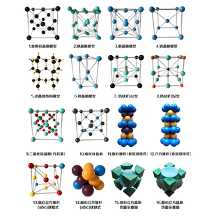 高中化学模型常见晶体晶胞结构模型16件套组装好金刚石碘铜钙钛矿冰钠大尺寸