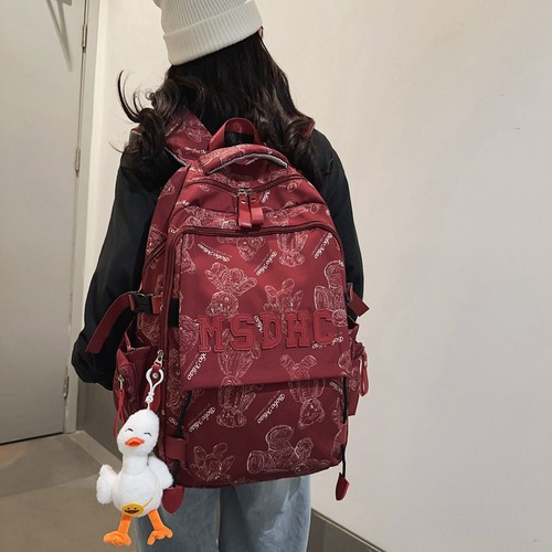 米雅熙校园中性竖款涤纶小熊印花